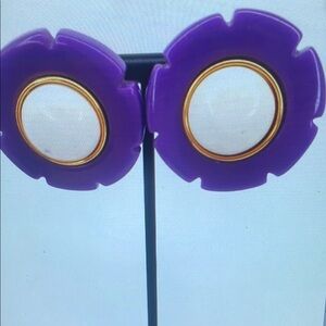 Elegant Purple and Gold Flower Earrings